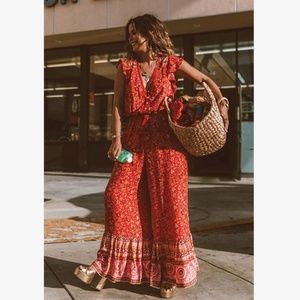 Spell & The Gypsy Collective Dahlia Red Jumpsuit